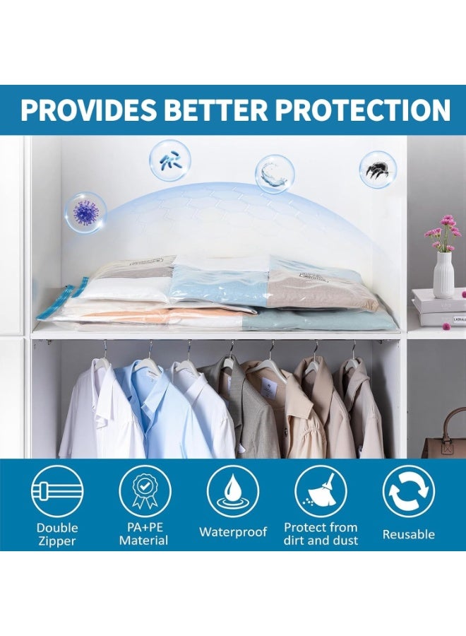 Kingone Vacuum Storage Bags, Pack of 19 (3Jumbo/4Large/4Medium/4Small/3Roll Up/1Pumps) Re-usable Travel Compression Storage Bags For Clothes, Comforters and Blankets, Space Saver Bags with Electric Pump - Image 4